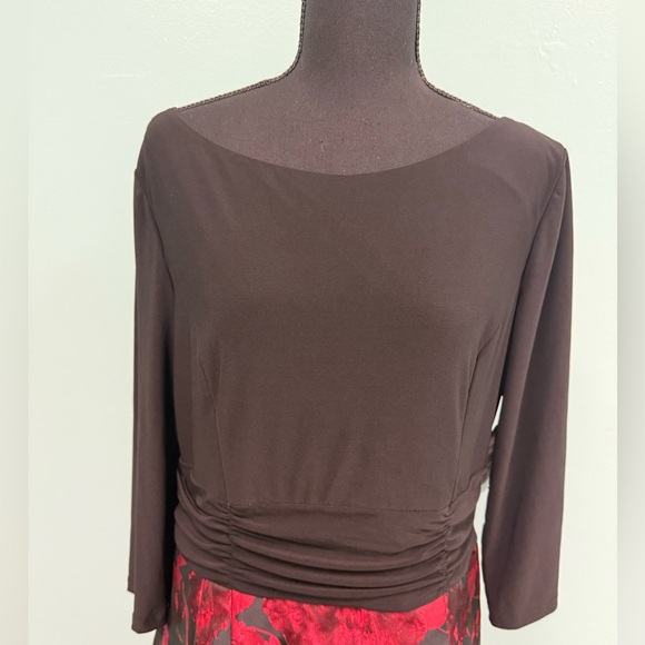 Jessica Howard women's pleated zippered floral 3/4 sleeves in black/red size 14 - Picture 7 of 11